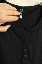 NEW Izod Cotton Black Quarter Button T-shirt | XL