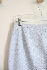 Willi Smith Blue & White Floral Eyelet Skirt | 6