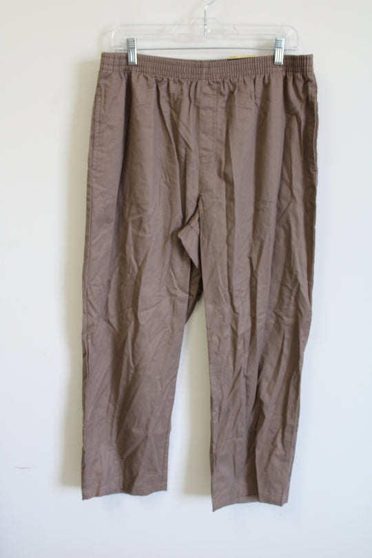 NEW Basic Editions Brown Relaxed Fit Pant | L Short