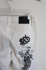 Rue 21 Skinny Arc Supreme Flex White Graffiti Jeans | 32X34