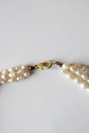 3 Strand Twist Genuine Baroque Pearl Neclace