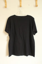 NEW Izod Cotton Black Quarter Button T-shirt | XL