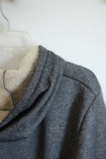 Maigetu Gray Faux Fur Lined Full Zip Hoodie | XL