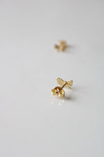 14K Yellow Gold Butterfly Etched Stud Earrings