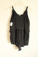 NEW Aqua Green Swimwear Black Romper Style One Piece Swimsuit | 16