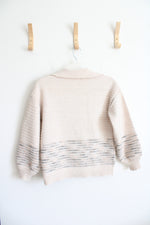 Cream Knit Collared Sweater | S