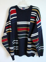 Chaps Ralph Lauren Vintage Navy Striped Sweater | XL