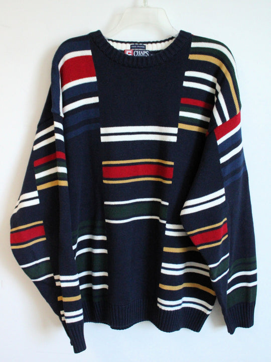 Chaps Ralph Lauren Vintage Navy Striped Sweater | XL