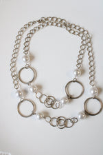 Silver Faux Pearl Layering Necklace