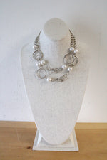 Silver Faux Pearl Layering Necklace