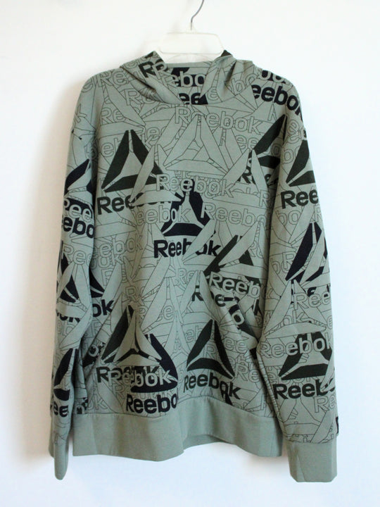 Reebok Sage Green All Over Print Hoodie | S