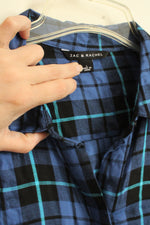 NEW Zac and Rachel Navy and Black Plaid Button Down Flannel Shirt | L
