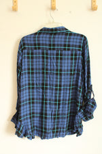 NEW Zac and Rachel Navy and Black Plaid Button Down Flannel Shirt | L