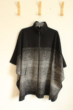Bernardo Black and Gray Wool Blend Poncho | S/M