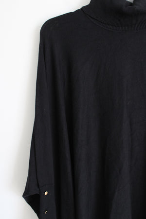 Black Knit Poncho Style Sweater | 2X