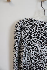 NEW LOFT Black & White Patterned Long Sleeved Blouse | XXS Petite