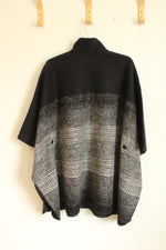 Bernardo Black and Gray Wool Blend Poncho | S/M