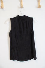 NEW LOFT Black Ruffled Neck Sleeveless Top | XS Petite