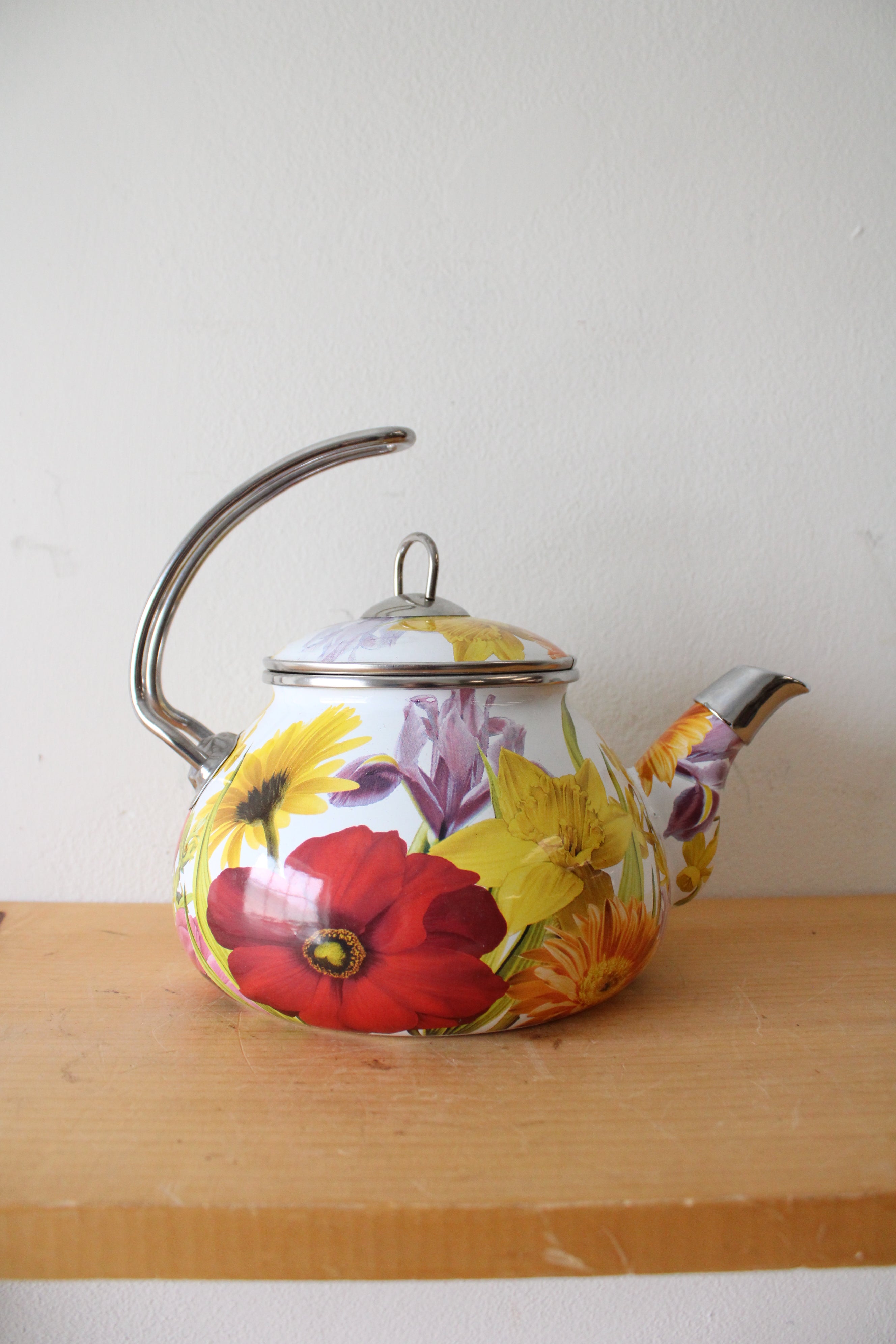 The Pioneer Woman 2.3 Quart Enameled Steel Colorful Floral Tea Kettle