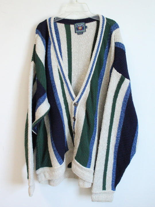 Chaps Ralph Lauren Vintage Multicolored Striped Cardigan Sweater | M