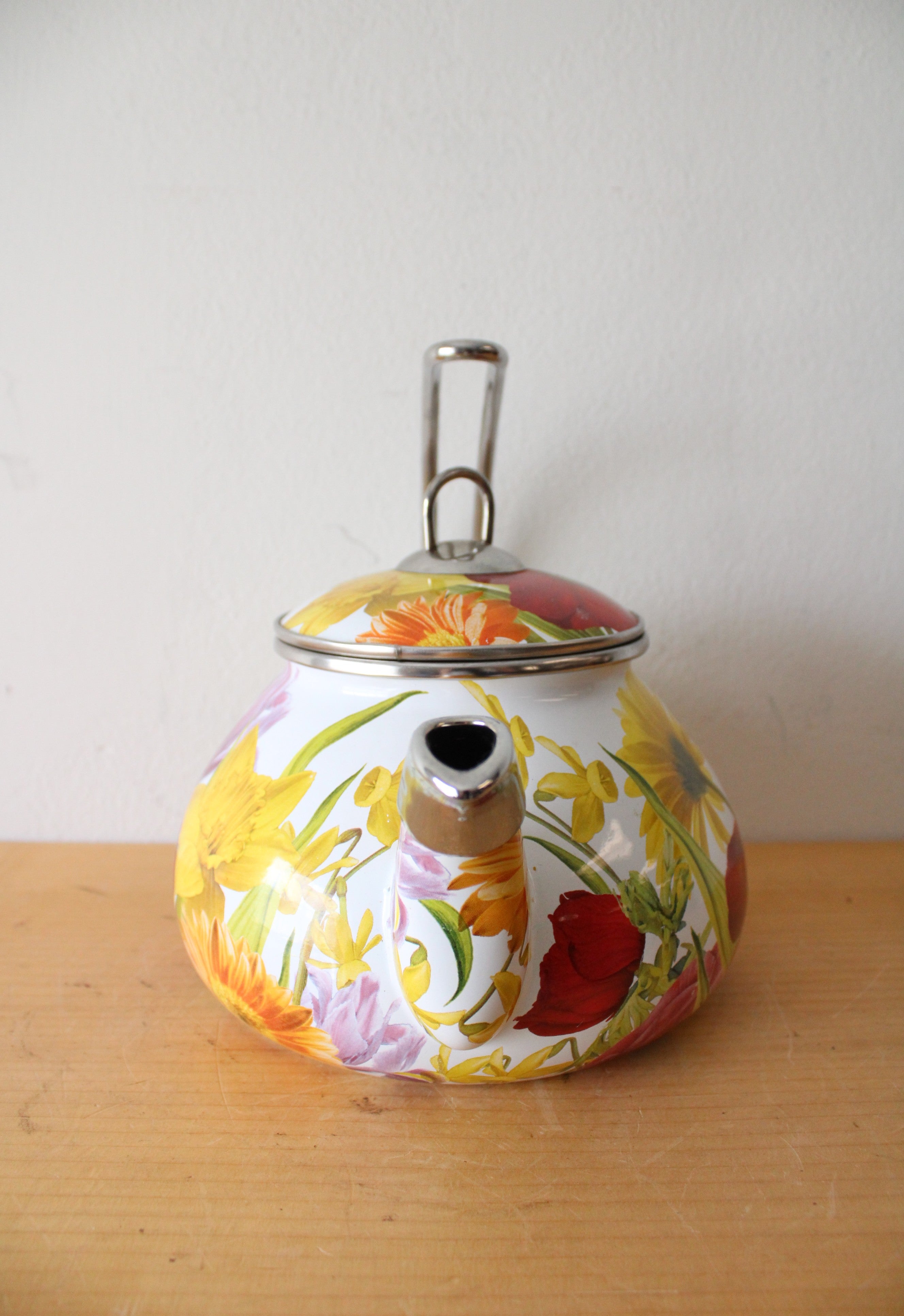 The Pioneer Woman 2.3 Quart Enameled Steel Colorful Floral Tea Kettle