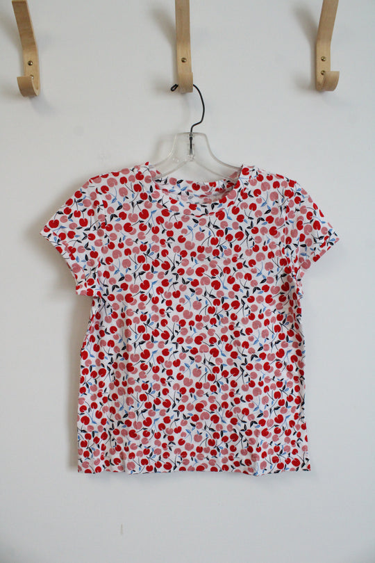 NEW LOFT Pink & Red Cherry Cotton Shirt | XXS Petite