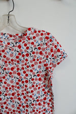 NEW LOFT Pink & Red Cherry Cotton Shirt | XXS Petite