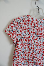 NEW LOFT Pink & Red Cherry Cotton Shirt | XXS Petite