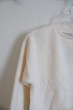 NEW LOFT Cream Fuzzy Pullover Sweatshirt | XXS Petite