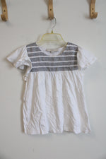 NEW LOFT White Black Stitched Detail Top | XS Petite