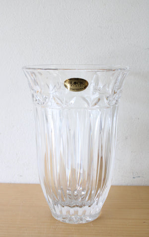 Hand Crafted 24% Full Lead Crystal Clear Glass Tulip Garden Vase