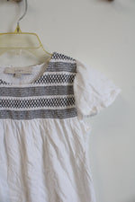 NEW LOFT White Black Stitched Detail Top | XS Petite