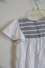 NEW LOFT White Black Stitched Detail Top | XS Petite