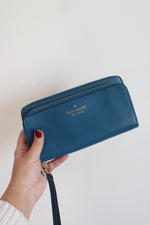 Kate Spade Staci Teal Large Carryall Wristlet Wallet