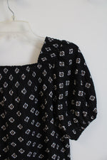 NEW LOFT Black & White Patterned Square Neck Top | XS Petite