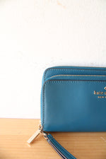 Kate Spade Staci Teal Large Carryall Wristlet Wallet