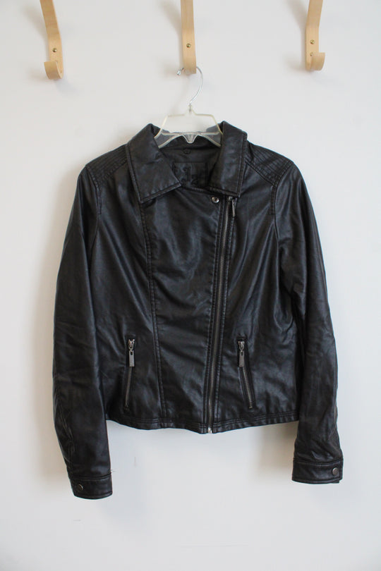 J2 Black Faux Leather Moto Jacket | M