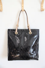 Michael Kors Signature Shiny Black Patent Leather Tote Bag