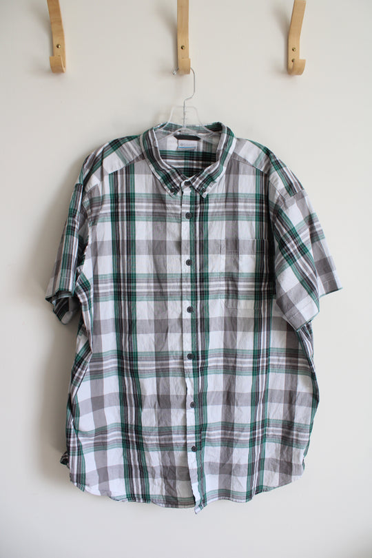 Columbia Green Gray & White Plaid Button Down Shirt | XXL