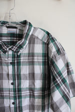 Columbia Green Gray & White Plaid Button Down Shirt | XXL