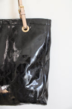 Michael Kors Signature Shiny Black Patent Leather Tote Bag