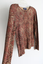 Jones New York Silk Blend Brown Paisley Knit Top | L