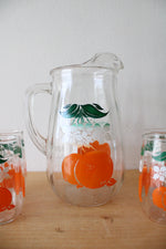 Vintage Bartlett Collins Orange Crush Glass Pitcher & Cups | Set Of 8
