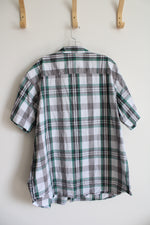 Columbia Green Gray & White Plaid Button Down Shirt | XXL