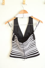 Cache Black and White Halter Top | 4