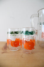 Vintage Bartlett Collins Orange Crush Glass Pitcher & Cups | Set Of 8