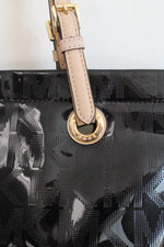 Michael Kors Signature Shiny Black Patent Leather Tote Bag