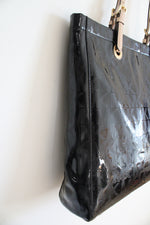 Michael Kors Signature Shiny Black Patent Leather Tote Bag