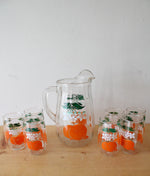 Vintage Bartlett Collins Orange Crush Glass Pitcher & Cups | Set Of 8