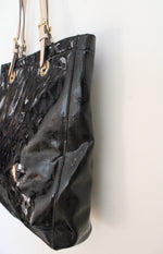Michael Kors Signature Shiny Black Patent Leather Tote Bag